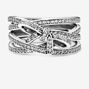 Pandora ribbon and bow ring size 6 with box